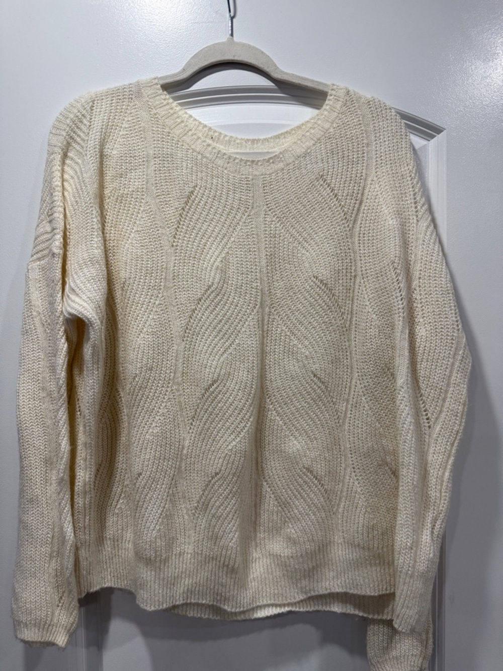 Anthropologie Cream Cable Knit Sweater